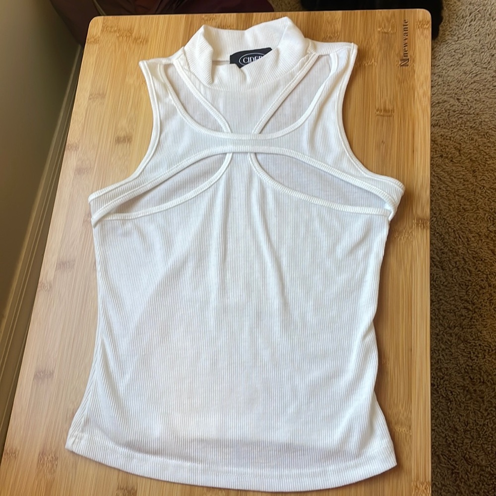 white crossover design tank top